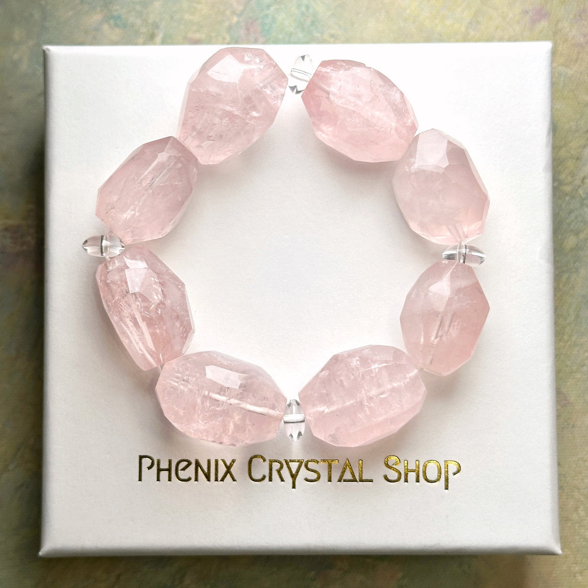 Rose Quartz Faceted Bracelet 粉晶切割款手串 | 手串 bracelet | 正面圖 front view