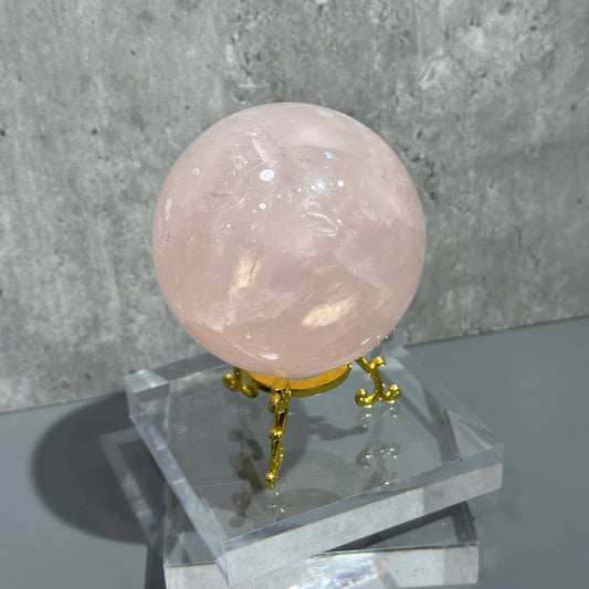 Rose Quartz Sphere 星光粉晶球 6.7cm | 水晶球 sphere | 正面圖 front view