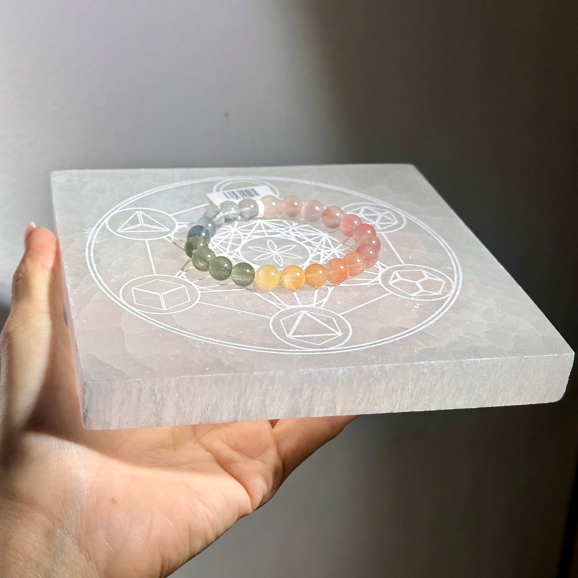 Selenite Plate Metatron's Cube 透石膏板 麥達昶立方體 | 板 plate | 細節特寫 close up detail