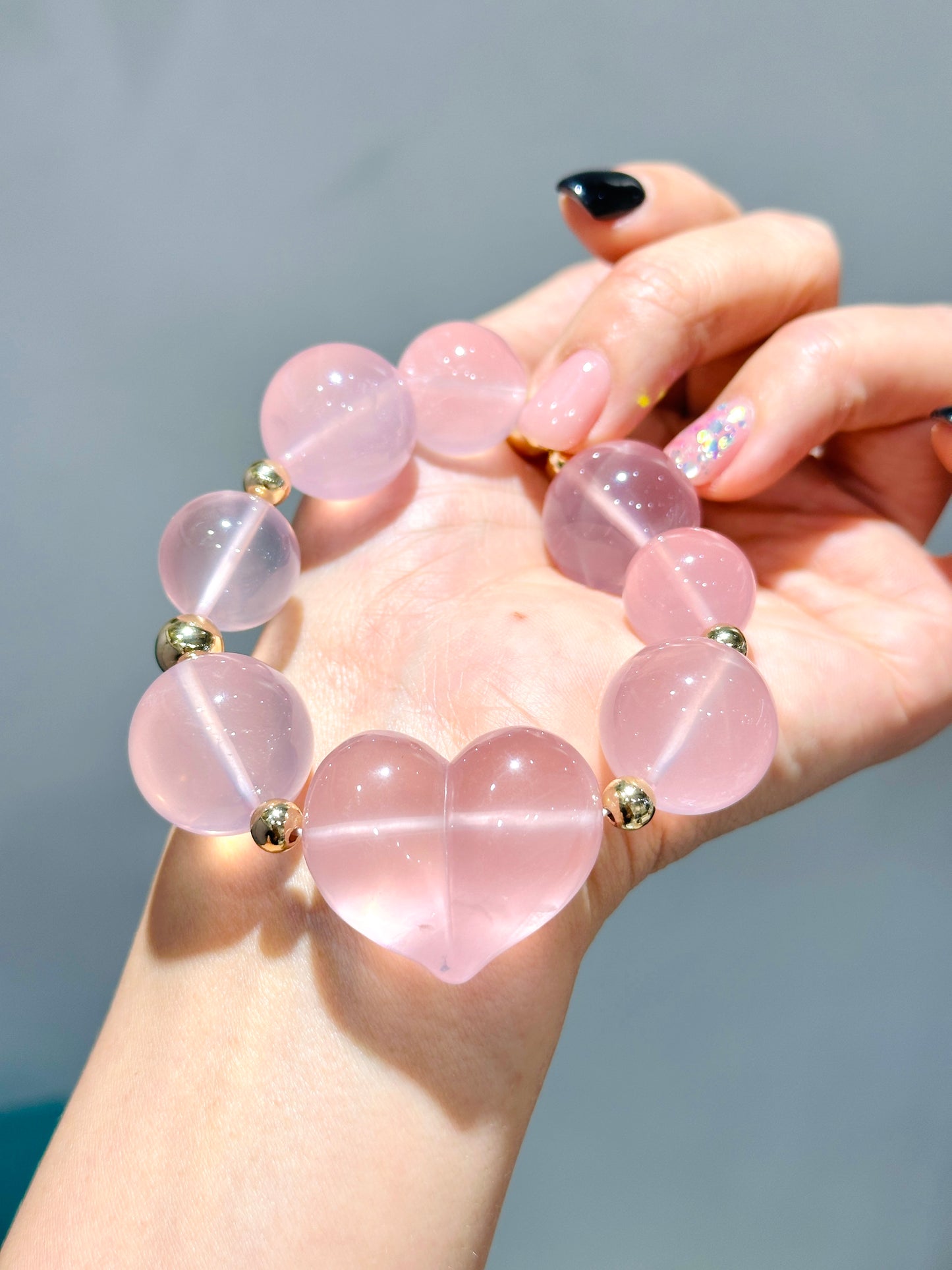 Starlight Rose Quartz 星光粉晶 | 原礦 raw-crystal | 正面圖 front view