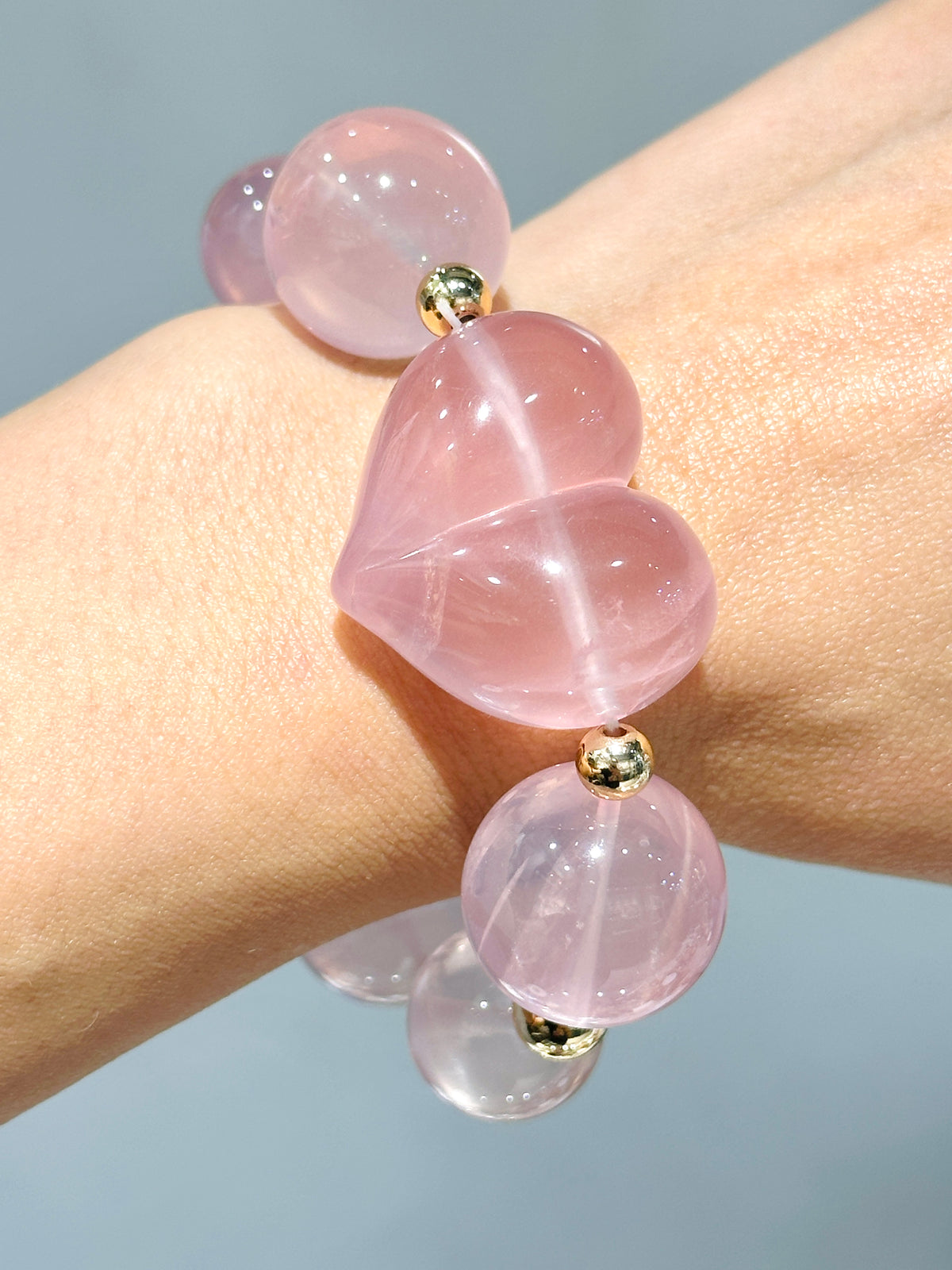 Starlight Rose Quartz 星光粉晶 | 原礦 raw-crystal | 側面角度 side angle