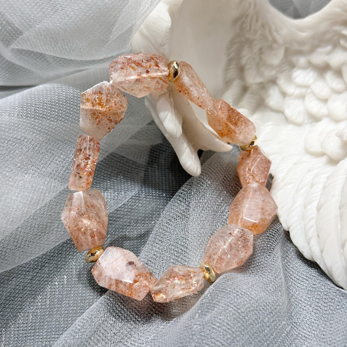 Sunstone Faceted Bracelet 太陽石切割款手串 | 手串 bracelet | 正面圖 front view