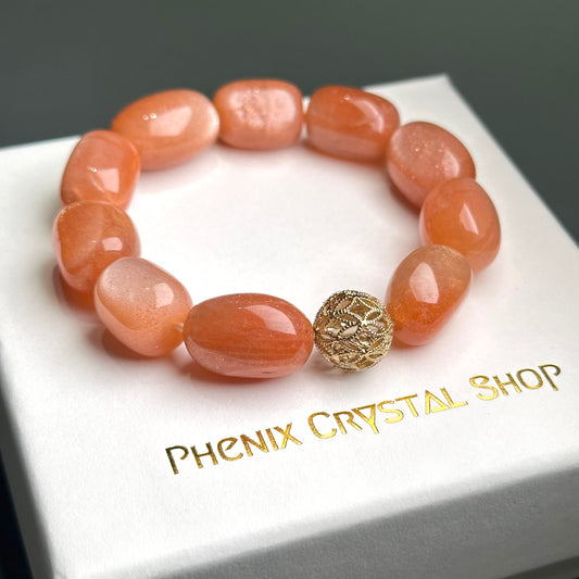 Sunstone Irregular 太陽石隨形手串 | 手串 bracelet | 正面圖 front view