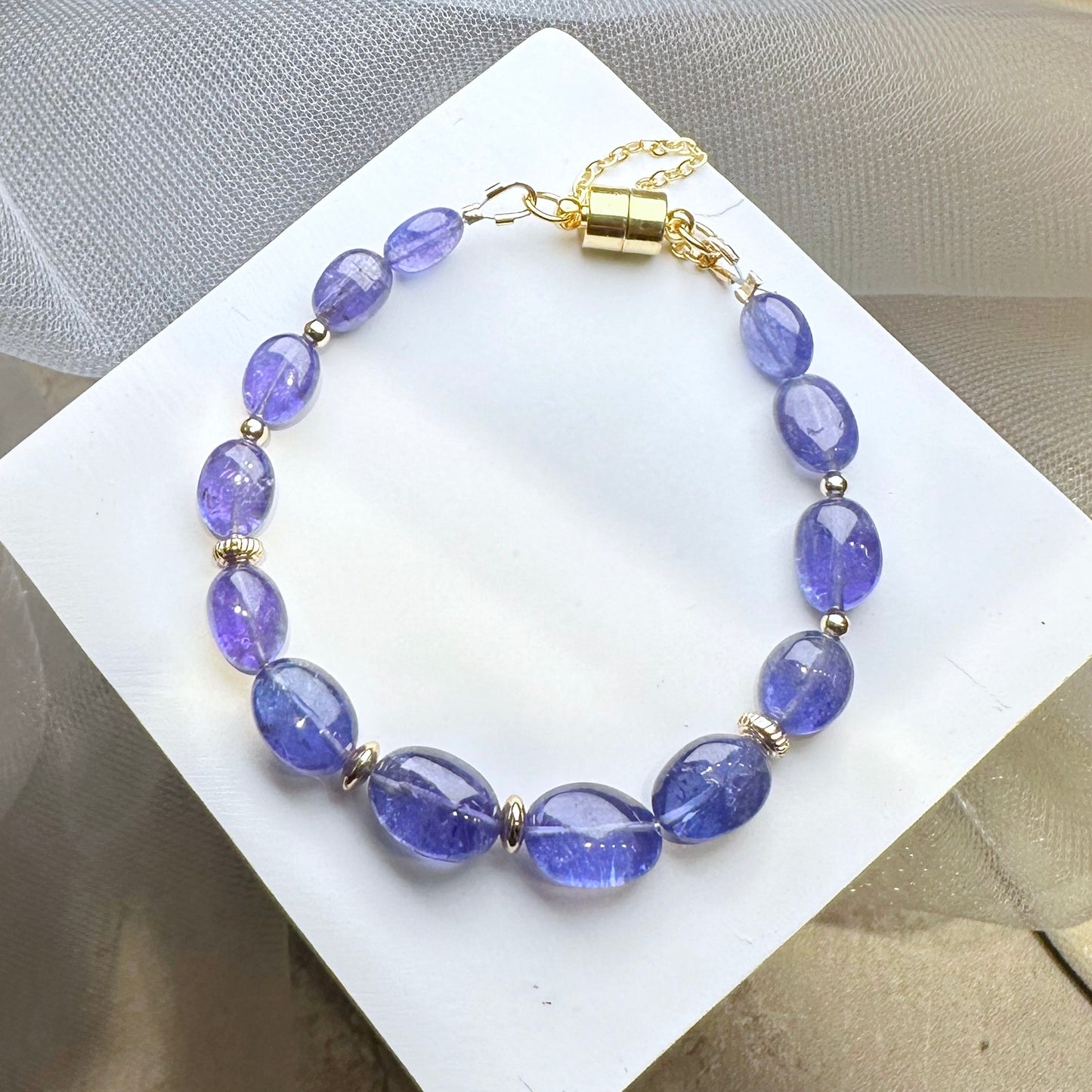 Tanzanite Bracelet 坦桑石橢圓形手鏈 | 手串 bracelet | 正面圖 front view