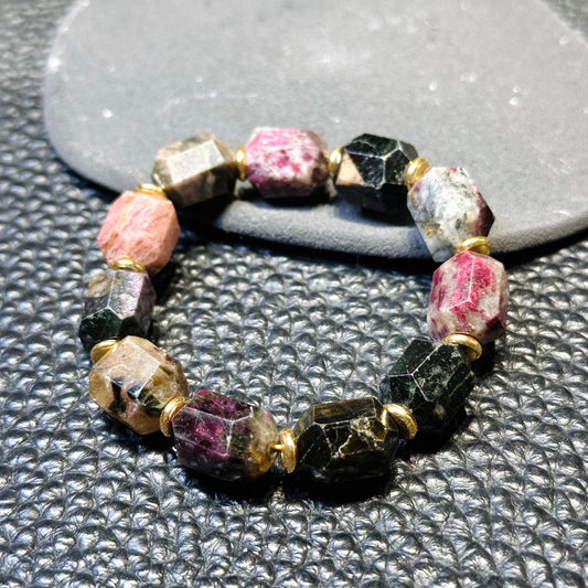 Tourmaline Faceted 碧璽切割款 | 原礦 raw-crystal | 正面圖 front view
