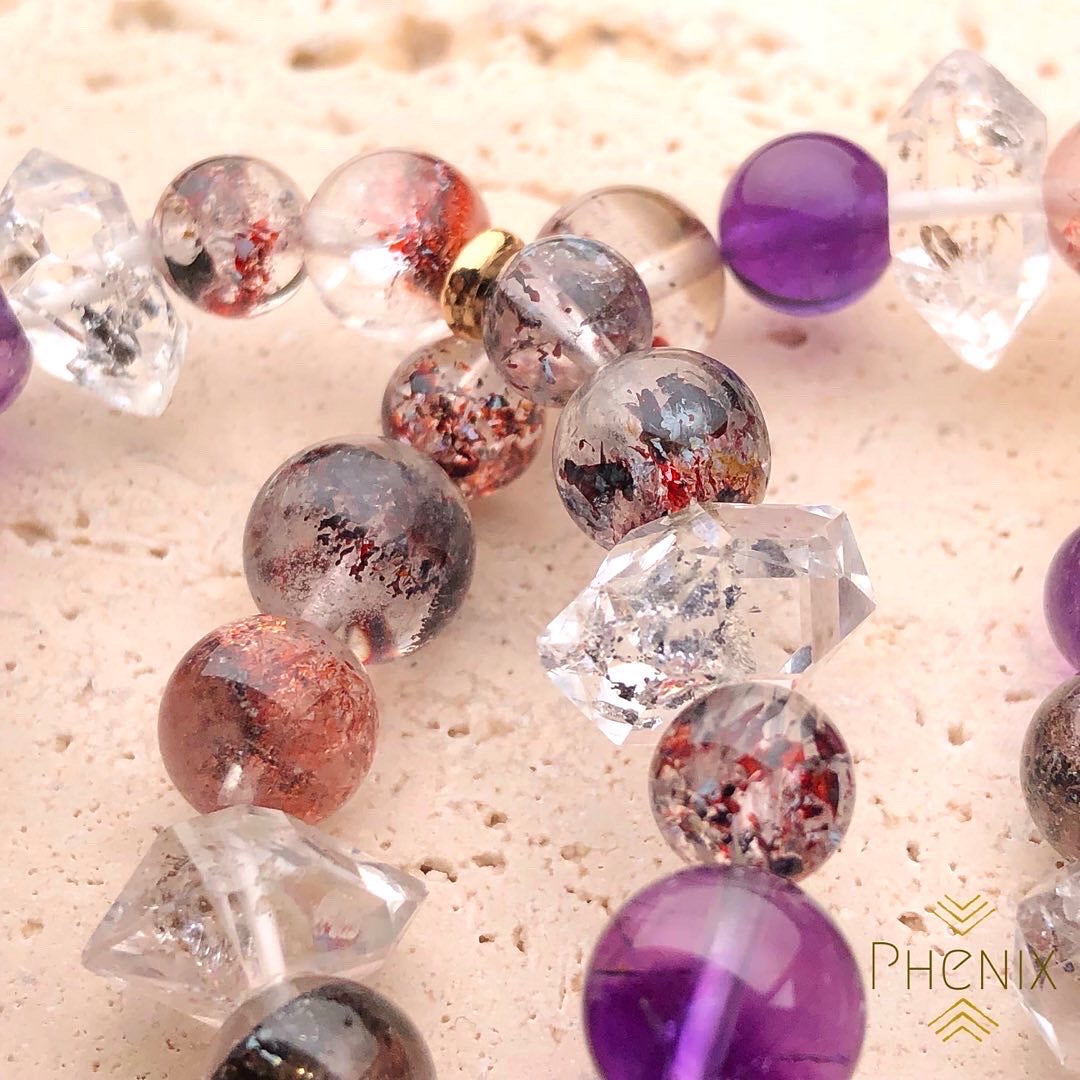 Herkimer Diamond Super Seven Bracelet 超七閃靈鑽 水晶手串 | 手串 bracelet | 細節特寫 close up detail