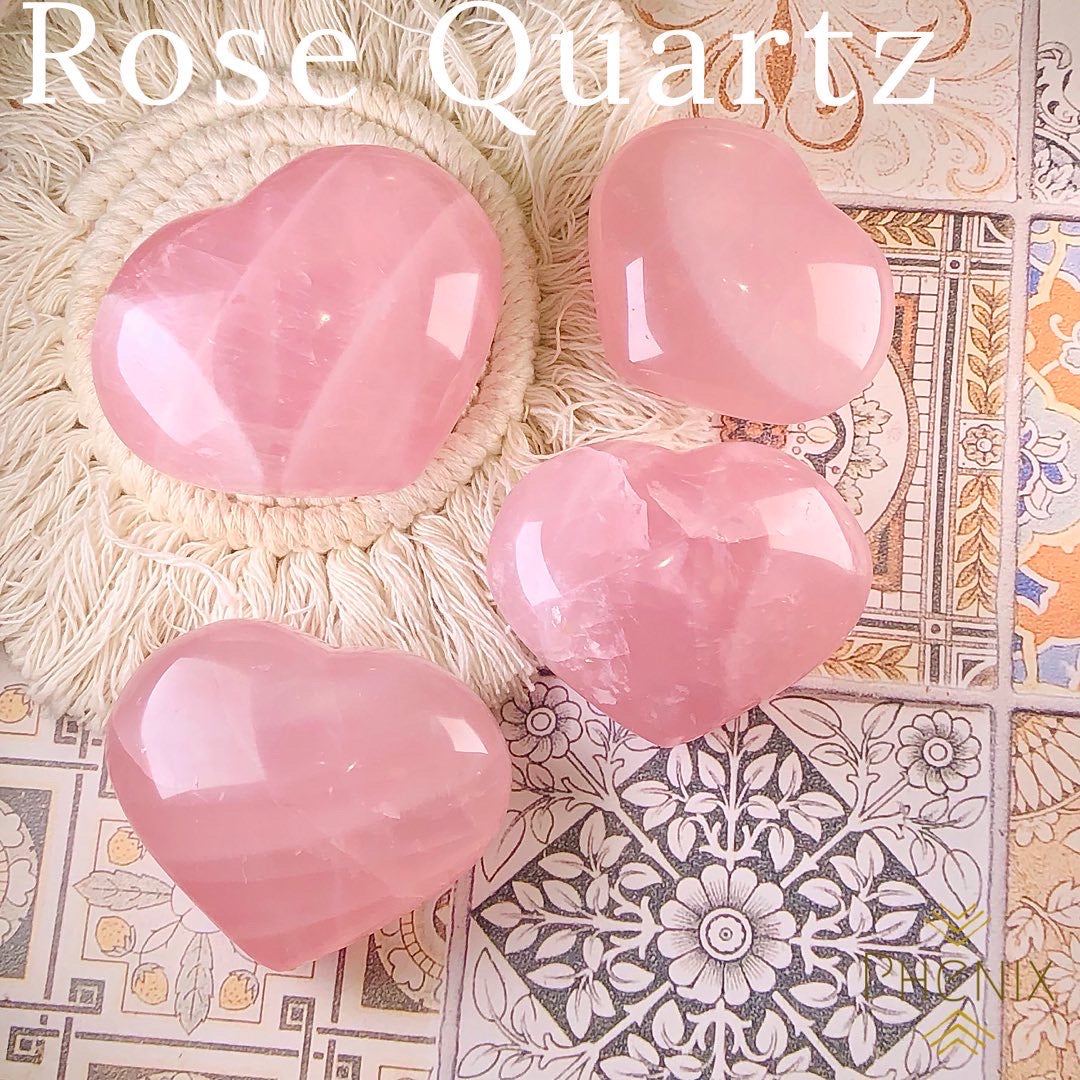 星光粉晶心形擺件 Rose Quartz Heart | 擺件 decor-piece | 正面圖 front view